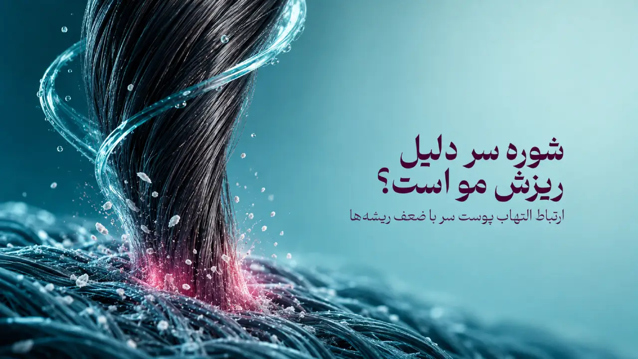 ریشه موی ملتهب و پوسته‌های شوره سر در حال ریزش