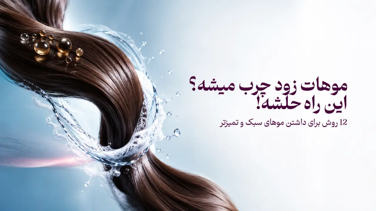 درمان چربی موی سر و دسته موی قهوه‌ای در حلقه آب و کف شامپو
